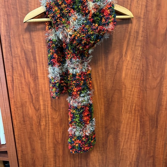 HANDMADE HANDKNITTED Colorful Knit Knubby fuzzy Scarf - Picture 1 of 3